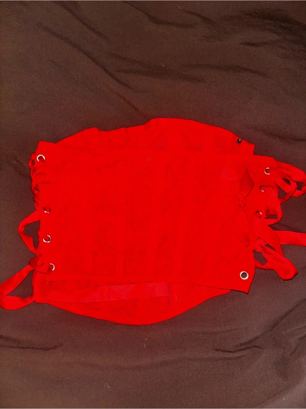 Forever 21 Red Lace-Up Bandeau Bralette